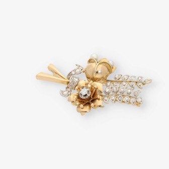 Broche de oro 18kt con diamantes