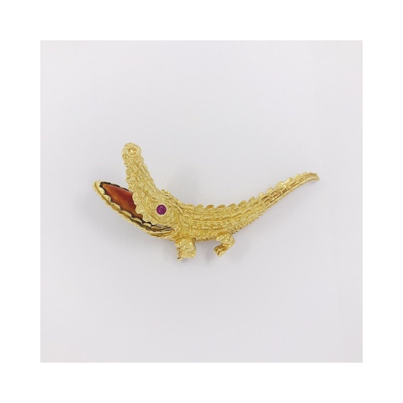 Broche forma de cocodrilo en oro 18kt