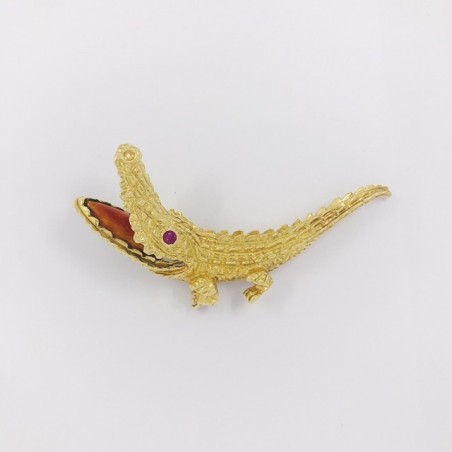 Broche forma de cocodrilo en oro 18kt