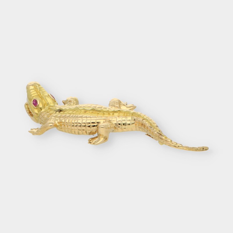 Broche forma de cocodrilo en oro 18kt