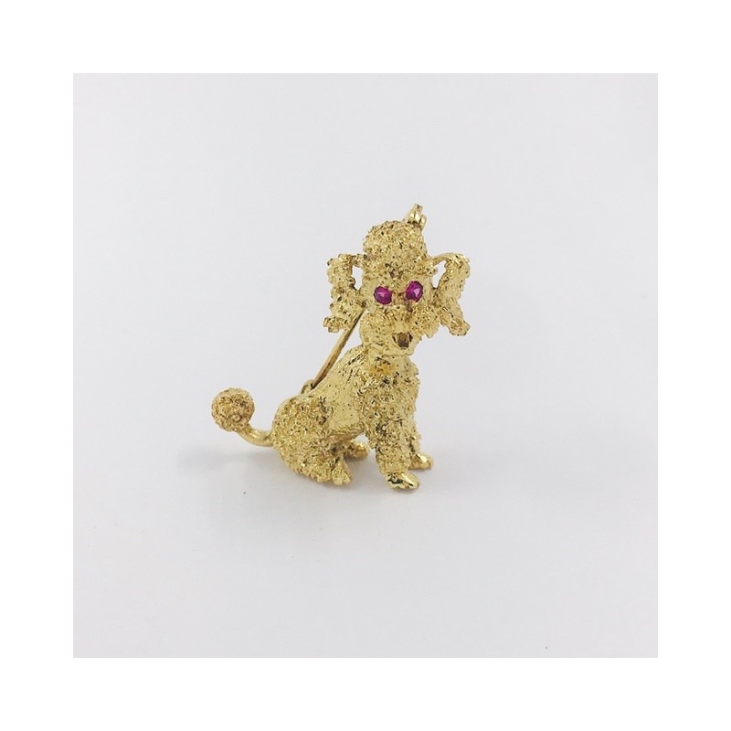 Broche forma de perro en oro 18kt