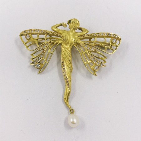 Broche hada en oro 18kt  con brillantes