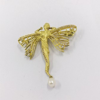 Broche hada en oro 18kt  con brillantes