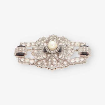 Broche vitage en oro blanco 18kt con brillantes