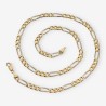 Cadena barbada alterna 3x1 51cm en oro bicolor 18kt