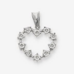 Colgante corazÃ³n en oro blanco 18kt con brillantes.