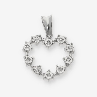 Colgante corazÃ³n en oro blanco 18kt con brillantes.