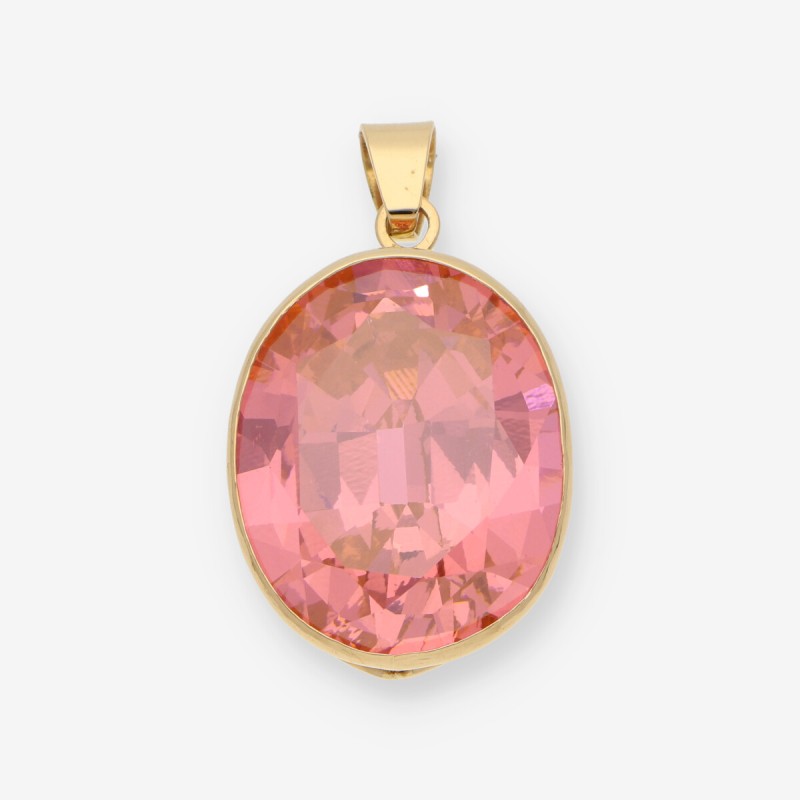 Colgante en oro 18kt con gran piedra rosa