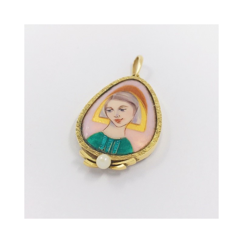 Colgante medalla en oro y esmalte