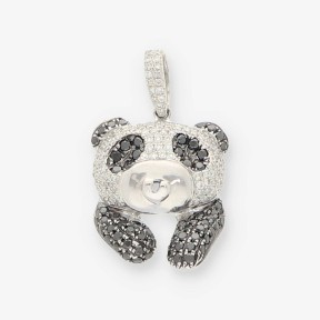 Colgante panda en oro blanco18kt. y brillantes