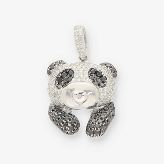 Colgante panda en oro blanco18kt. y brillantes