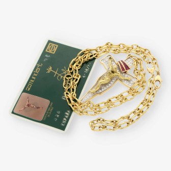 Collar con la cruz de DalÃ­ en oro 18kt y brillantes con documento