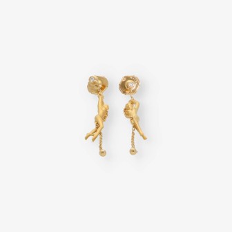 Pendientes carrera y carrera de mujer desnuda oro 18kt