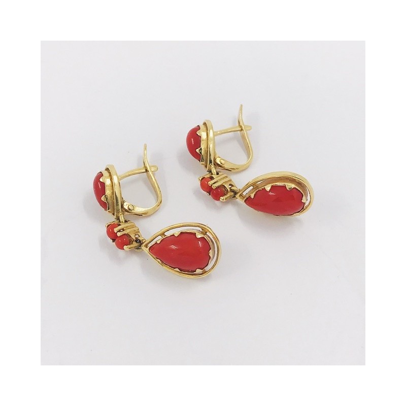 Pendientes largos vintage en oro 18kt
