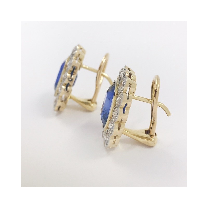 Pendientes rosetÃ³n de zafiros y brillantes