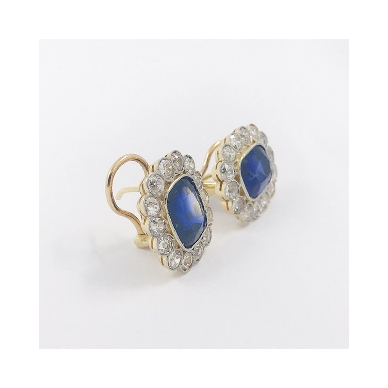 Pendientes rosetÃ³n de zafiros y brillantes