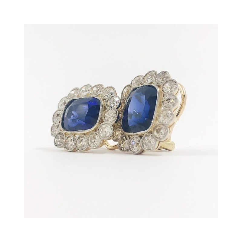 Pendientes rosetÃ³n de zafiros y brillantes