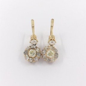 Pendientes vintage en oro 18kt con diamantes