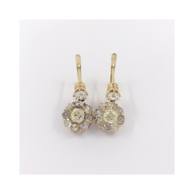 Pendientes vintage en oro 18kt con diamantes