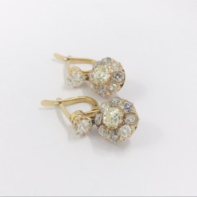 Pendientes vintage en oro 18kt con diamantes