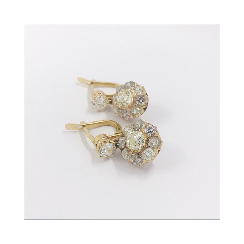 Pendientes vintage en oro 18kt con diamantes