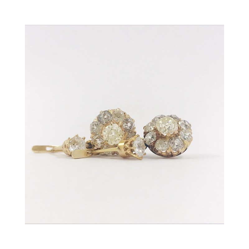 Pendientes vintage en oro 18kt con diamantes