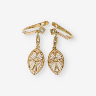 Pendientes vintage en oro 18kt con diamantes