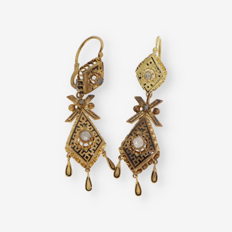 Pendientes vintage en oro 18kt con diamantes