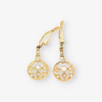 Pendientes vintage en oro 18kt con diamantes