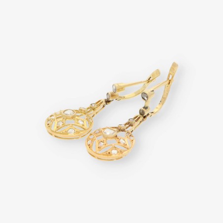 Pendientes vintage en oro 18kt con diamantes