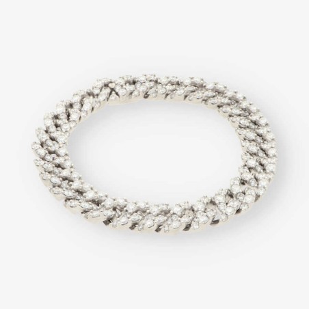 Pulsera barbada en oro blanco 18kt con brillantes