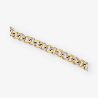 Pulsera barbada en oro bicolor 18kt con brillantes