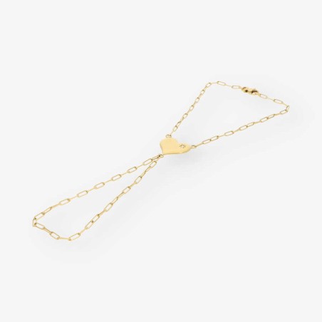 Pulsera de dedo con corazón en oro 18kt