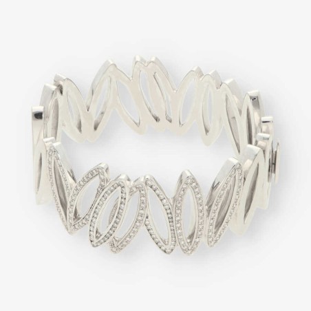 Pulsera rÃ­gida en oro blanco 18kt con brillantes