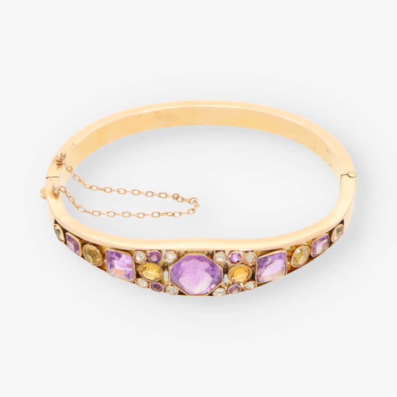 Pulsera esclava oro 18kt piedra semipreciosa y diamante