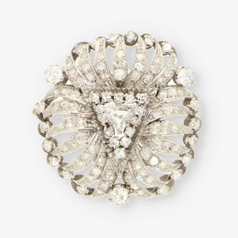 Broche vintage en oro blanco 18kt con brillantes