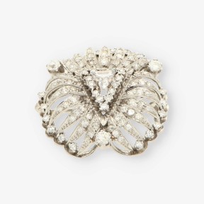 Broche vintage en oro blanco 18kt con brillantes