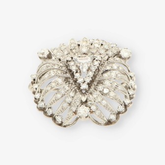 Broche Vintage oro blanco y bri