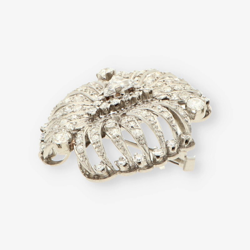 Broche Vintage oro blanco y bri