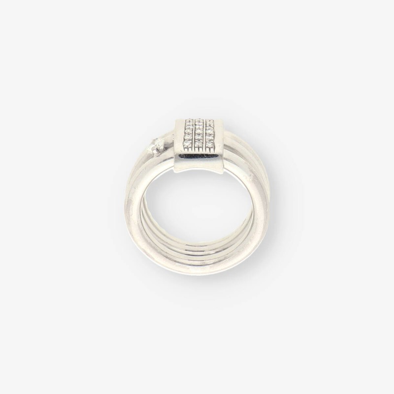 Anillo oro blanco y bri