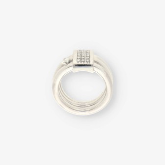 Anillo oro blanco y bri