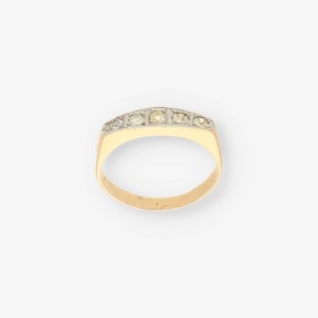 Anillo media alianza en oro 18kt con diamantes