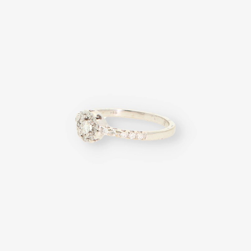Anillo oro blanco y bri
