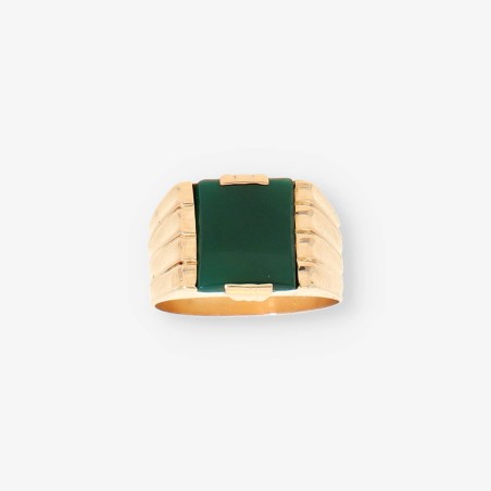 Anillo oro y piedra verde