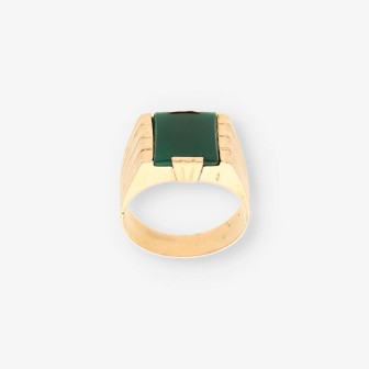 Anillo oro y piedra verde