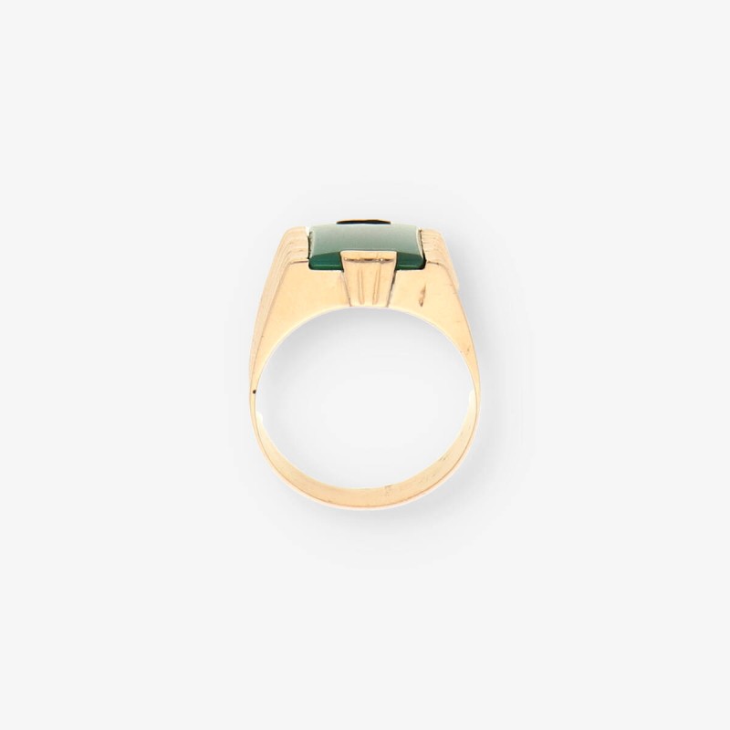 Anillo oro y piedra verde