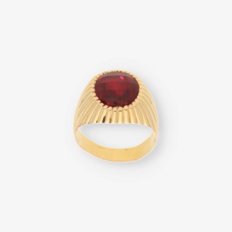 Anillo oro y piedra roja