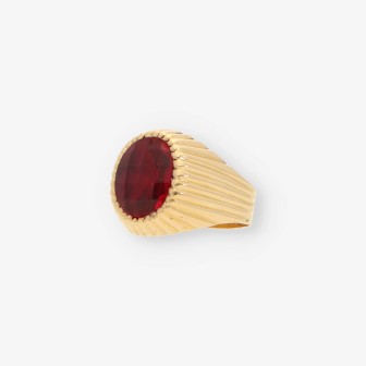 Anillo oro y piedra roja