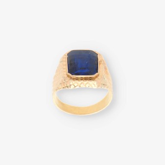 Anillo oro y piedra azul