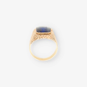 Anillo oro y piedra azul